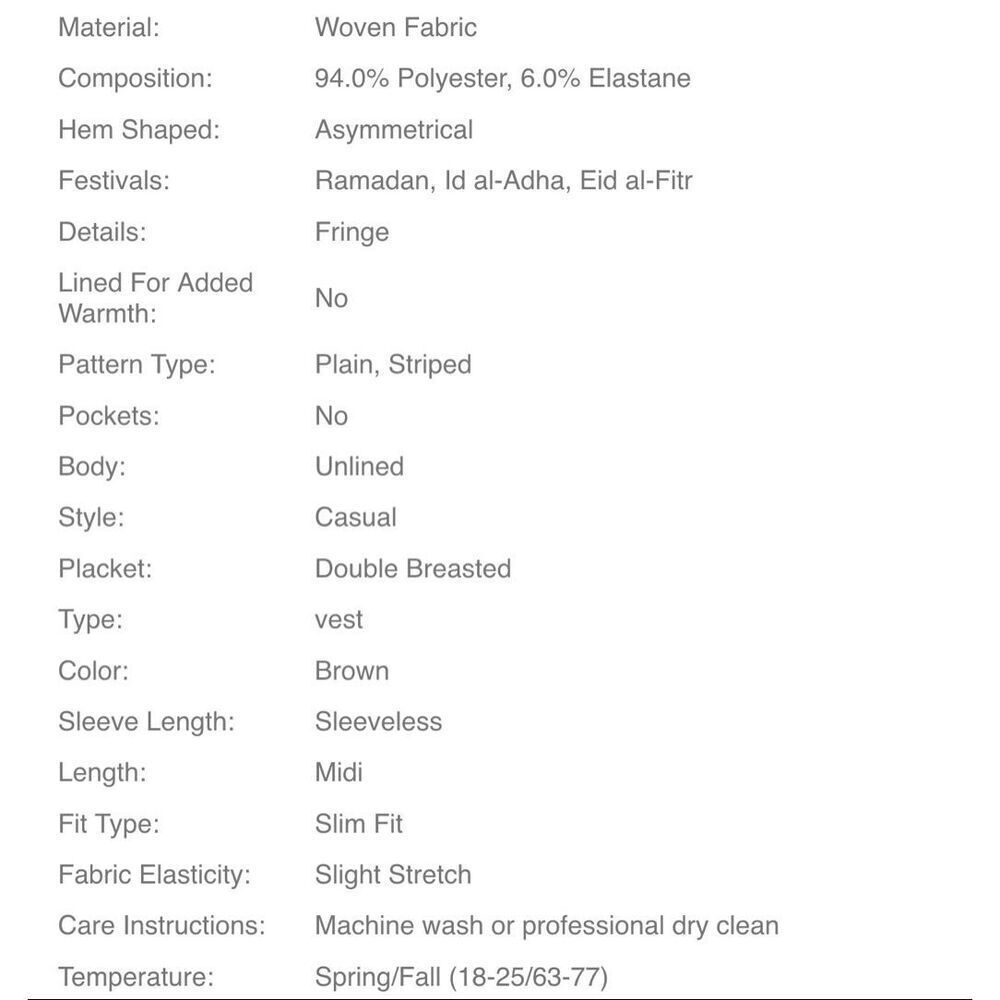 SHEIN LUNE Autumn/Winter Sleeveless Long camel tan Fringe Boho Style Casual Jack - Picture 7 of 8